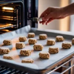 Cookie dough balls on a baking sheet, ready to be baked.