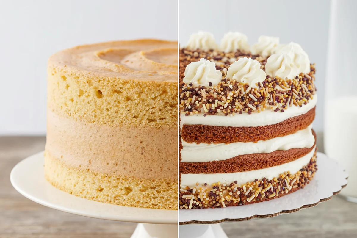 Comparison of plain boxed cake mix cake and an enhanced boxed cake mix cake.