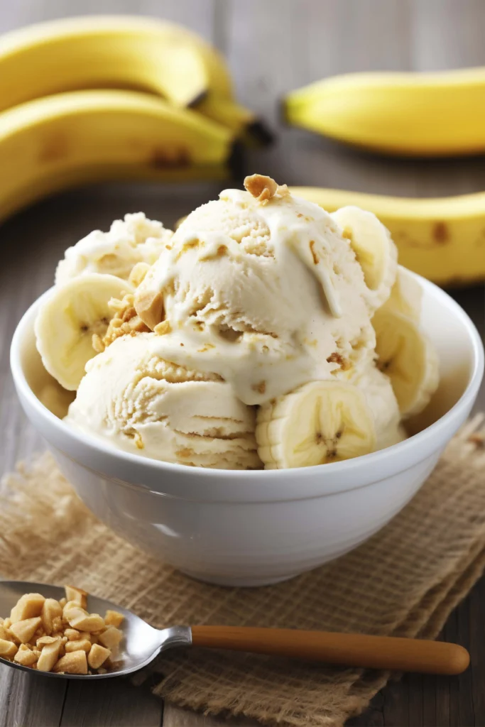 close up banana ice cream