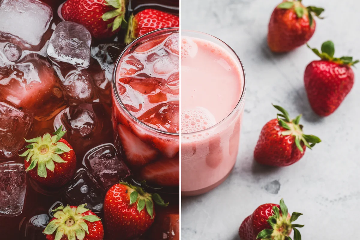 Comparison between sugary and healthy strawberry drinks.