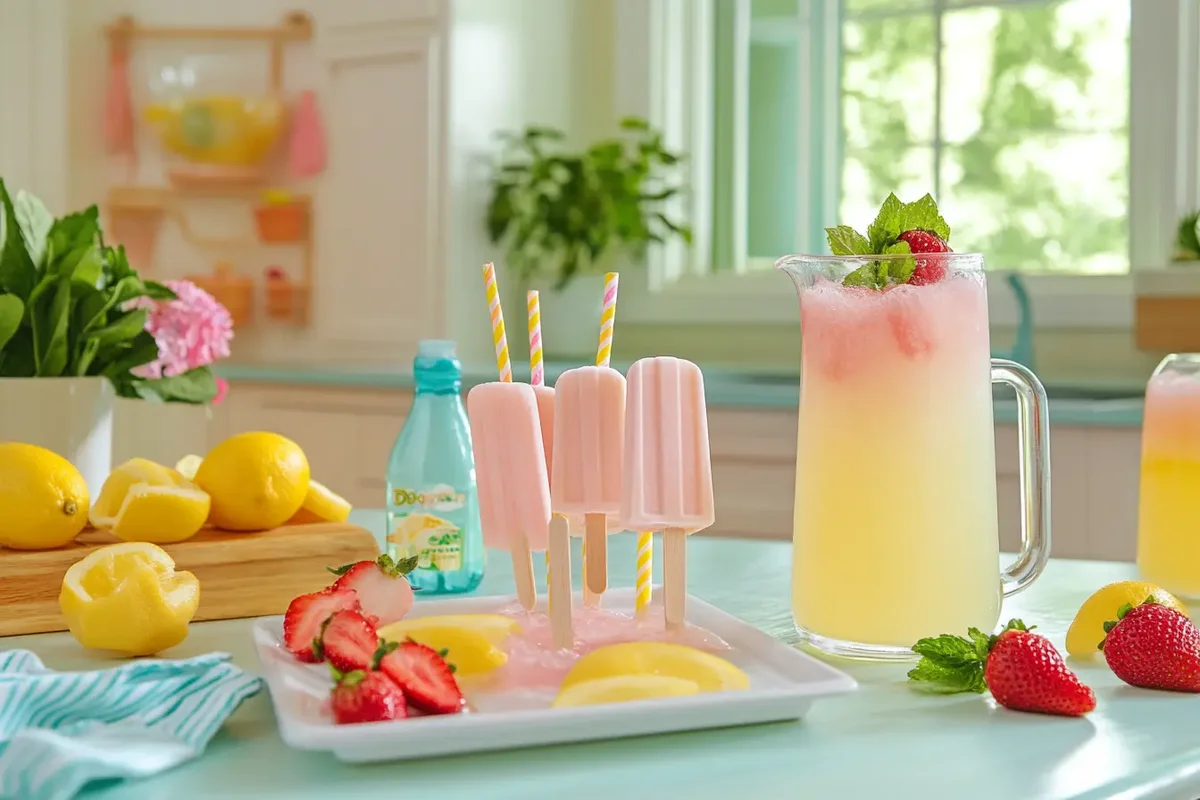 Various fun recipes made with Dole Classic Lemonade, including popsicles, slushies, and spritzers.