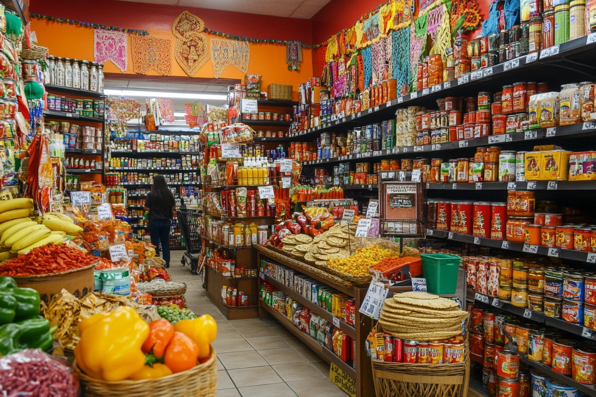 Interior of a popular Mexican grocery store chain with customers browsing