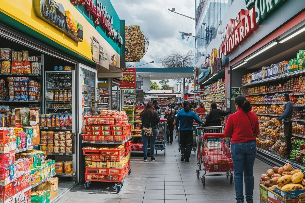 Collage of popular Mexican supermarket chains including Bodega Aurrera, Chedraui, and Soriana